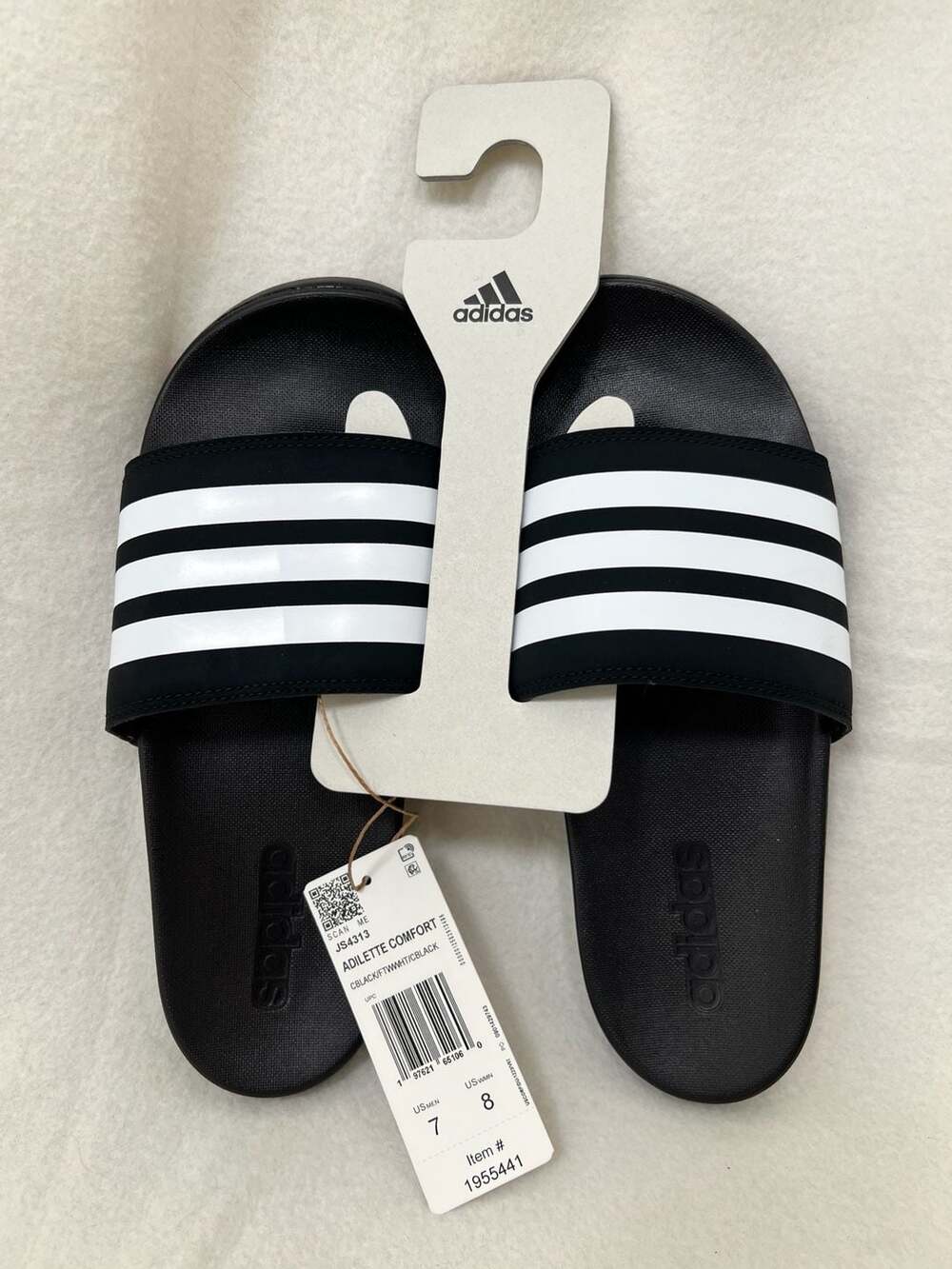 Adidas Adilette Comfort JS4313 Black White Slides Size 7